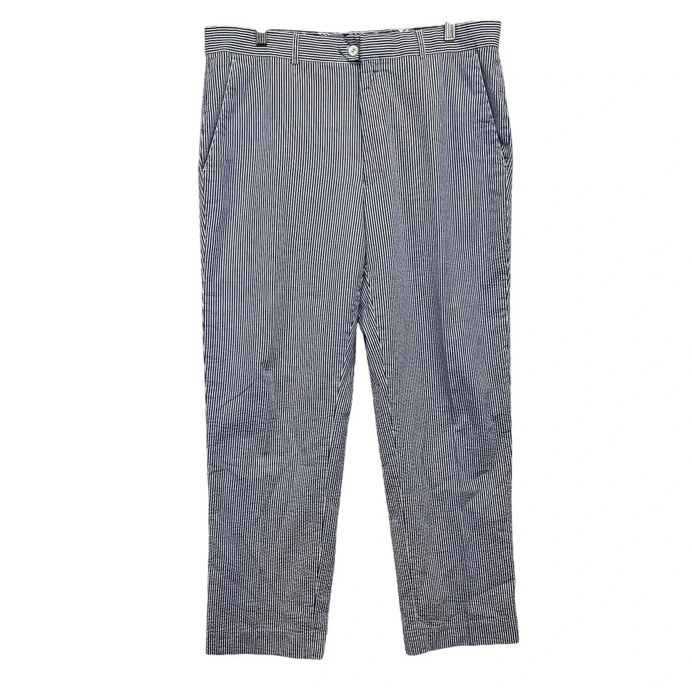 Alan‎ Flusser Seersucker Dress Pants Mens 36x30(35.5x28) Striped Cotton Trousers